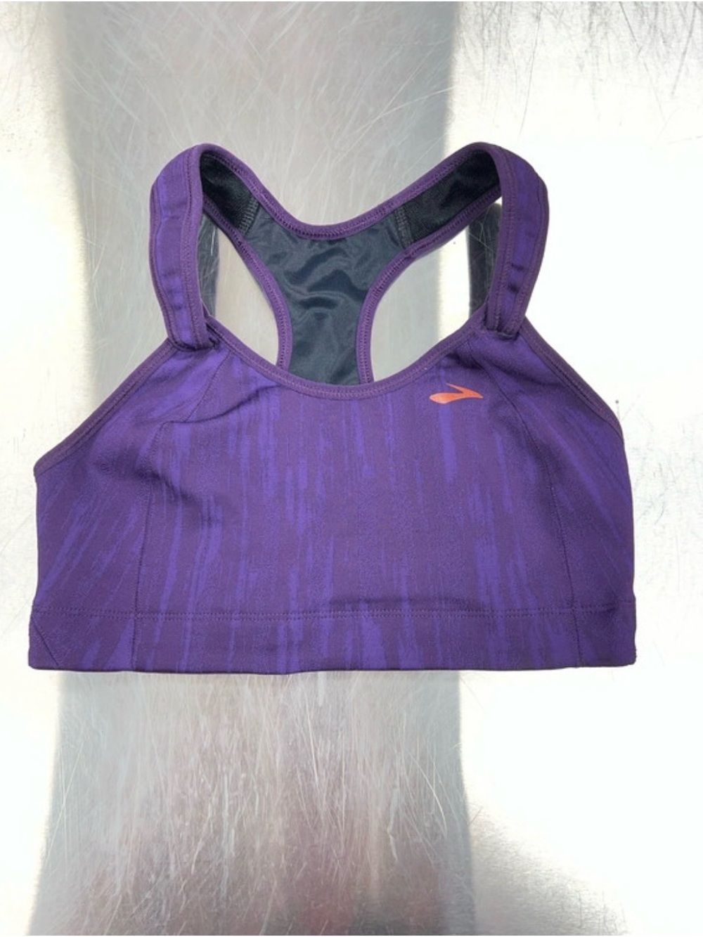 Brooks Purple Racerback Sports Bra with Orange Logo Women’s or Junior’s XS/S